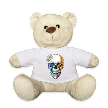 Farbenfroher Mexikanischer Hippie Totenkop - Teddy - Weiß - Vorne