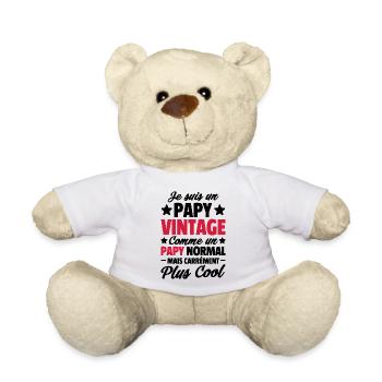 Je suis un papy vintage / cadeau humour papy - Nounours - blanc - Devant