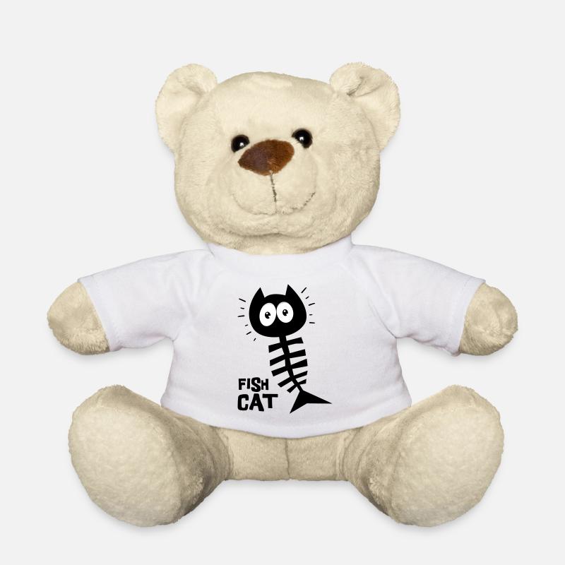 Poisson chat, humour, chat drôle - Nounours - blanc
