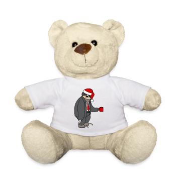 Sloth Suit Office Christmas Hat Santa Claus - Teddy Bear - white - Front