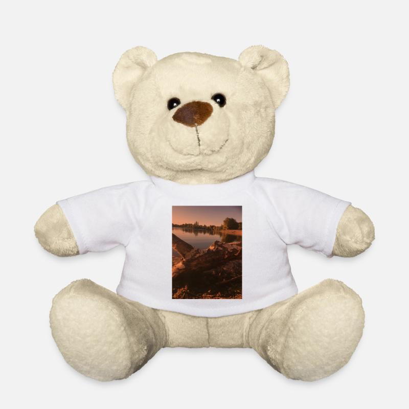 Nature,Trees,Lake,Evening - Teddy Bear - white