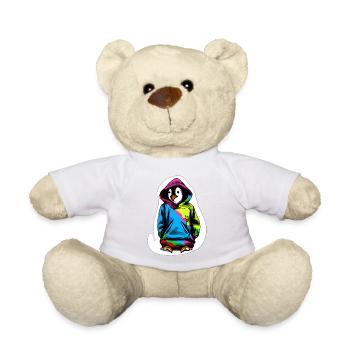 Pingouin mignon avec pull coloré - Nounours - blanc - Devant