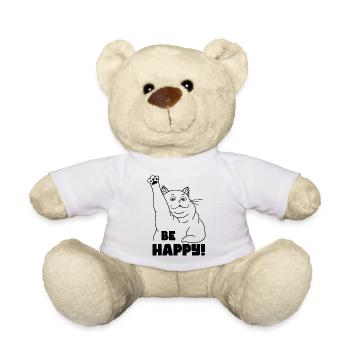 Cat and happiness - Teddy Bear - white - Front