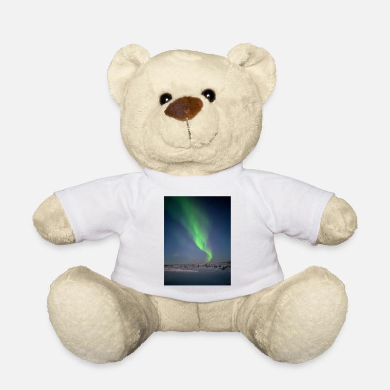 Nordlichter in der nächtlichen Winterlandschaft - Teddy - Weiß