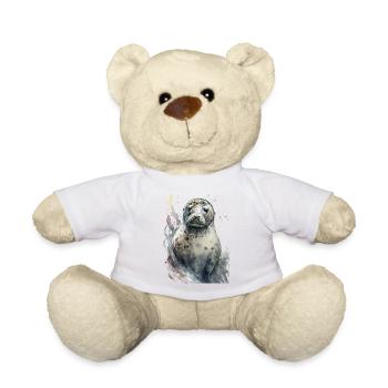 Sceau doux mignon réaliste aquarelle - Nounours - blanc - Devant