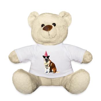 Happy Birthday Dog - Teddy Bear - white - Front