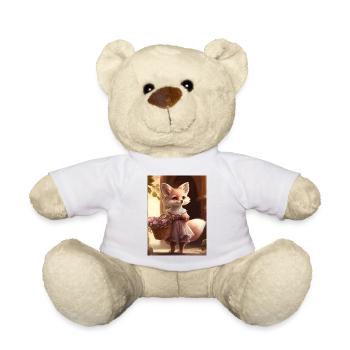 Renarde avec panier de fleurs cadeau - Nounours - blanc - Devant