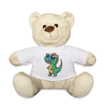 Kawaii Cute Happy Dinosaur with Sunglasses - Teddy Bear - white - Front