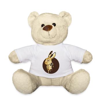 gold-colored rabbit head in high-gloss look - Teddy Bear - white - Front