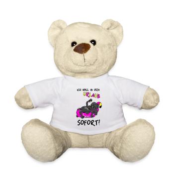 Pudeldesign - süßer Pudel in Urlaubslaune - Teddy - Weiß - Vorne
