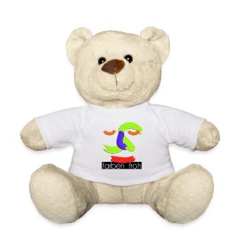 farbenfroh 5 weiss mit balken schw groß - Teddy - Weiß - Vorne