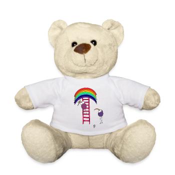 Vögel mit Regenbogen - Teddy - Weiß - Vorne