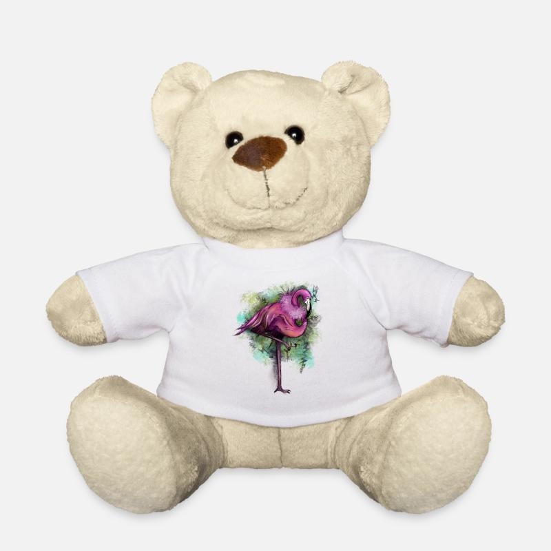 Flamingo Extravaganza - Teddy Bear - white