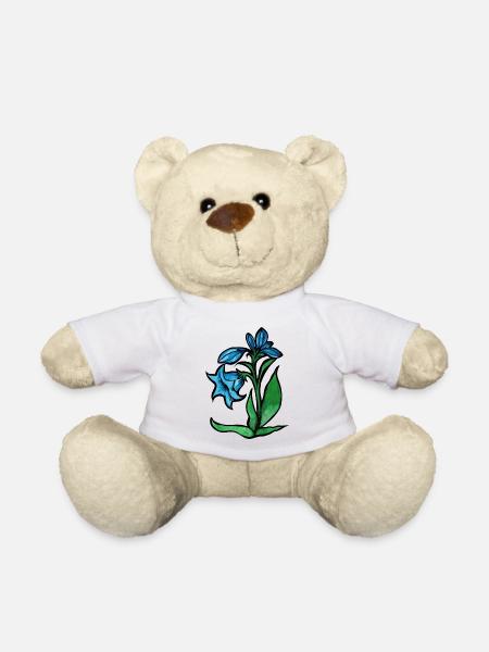 Blaue Blume - Teddy - Weiß