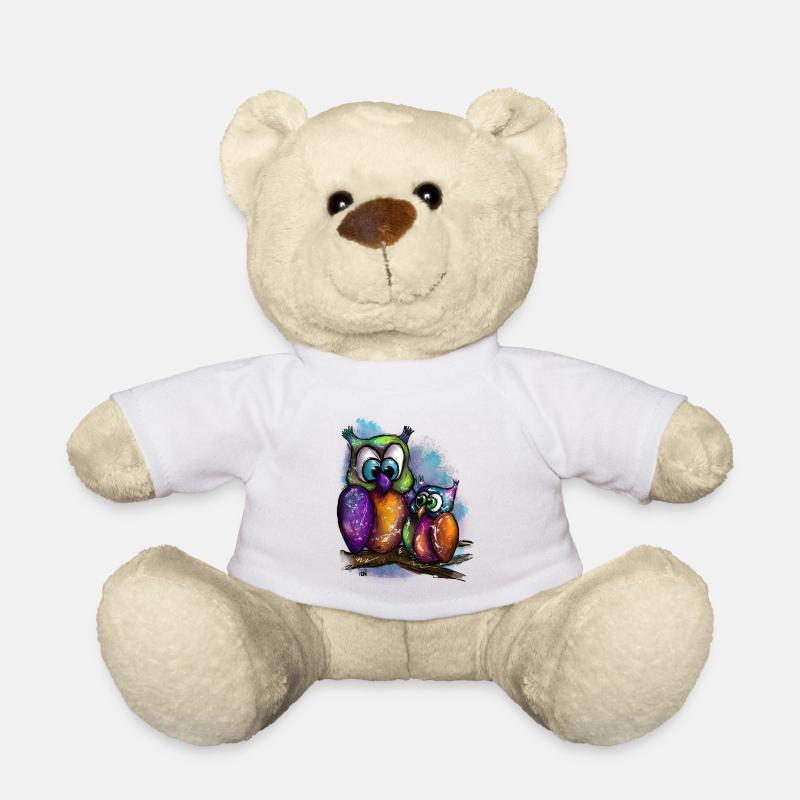 Hiboux plus âgés avec des jeunes - Nounours - blanc