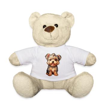Mignon bébé Yorkshire Terrier Chien - Nounours - blanc - Devant