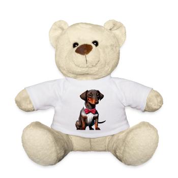Dackelwelpe Dachshund mit Fliege Hund Hunde - Teddy - Weiß - Vorne