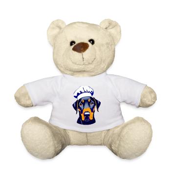Doberman cuisine Doberman chiot restaurateur chien - Nounours - blanc - Devant
