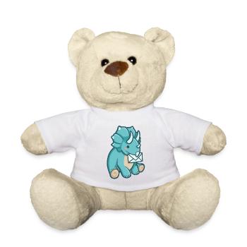 hugadino dino postman, cute dinosaur - Teddy Bear - white - Front