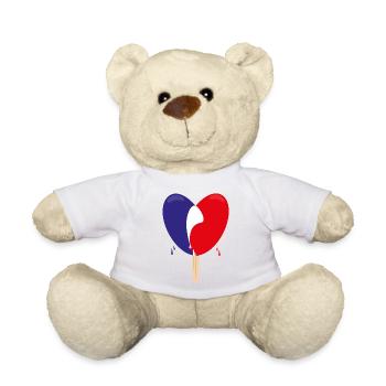 Flagge von Frankreich mit Herz. - Teddy - Weiß - Vorne