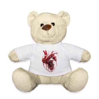 Red Grunge Glass Heart - Teddy Bear - white - Front