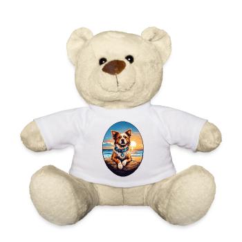 Chien sur la plage - Nounours - blanc - Devant
