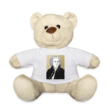 Johann Sebastian Bach in schwarz weiß und gold - Teddy - Weiß - Vorne