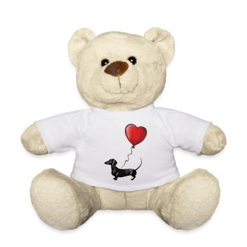 Herzballon Dackel Illustration - Teddy - Weiß - Vorne