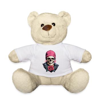 Skull and crossbones with rose - Teddy Bear - white - Front