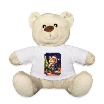 Modèle vierge de chat de Noël 1.2 - Nounours - blanc - Devant