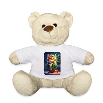 Modèle vierge de chat de Noël 1.9 - Nounours - blanc - Devant