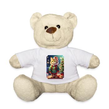 Modèle vierge de chat de Noël 1.3 - Nounours - blanc - Devant