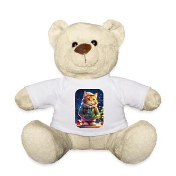 Modèle vierge de chat de Noël 1.7 - Nounours - blanc - Devant