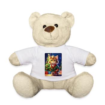 Modèle vierge de chat de Noël 1.13 - Nounours - blanc - Devant