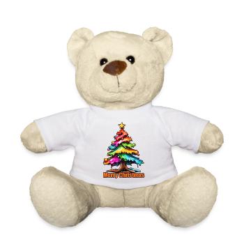 Christmas Tree / Fir / Baubles / Star - Teddy Bear - white - Front