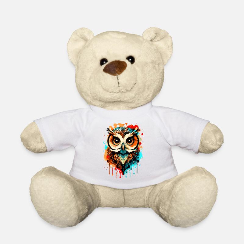 Owl Multicolored - Night Owl - Barn Owl - Owl Owl - Teddy Bear - white