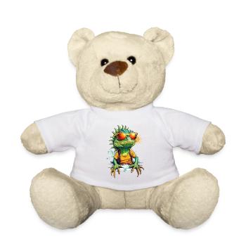 Cool Colourful Lizard in Sunglasses - Teddy Bear - white - Front