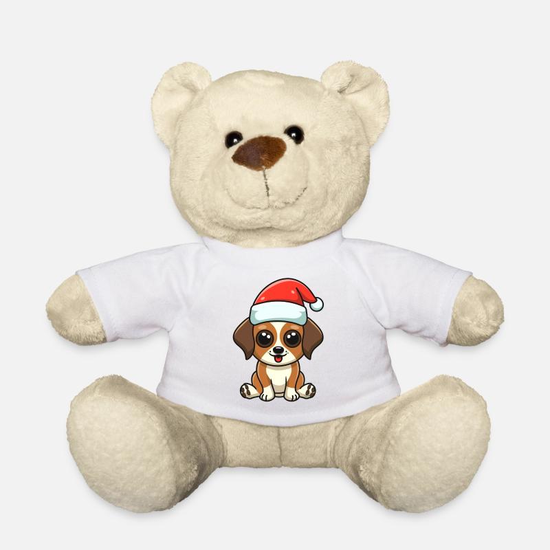 Doggy with Santa hat - Teddy Bear - white