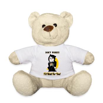Ne vous inquiétez pas, attendez-vous, drôle, mort, faucheuse - Nounours - blanc - Devant
