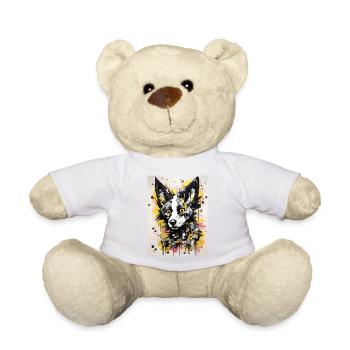 [MB] Border Collie Charm in Yellow - Teddy Bear - white - Front