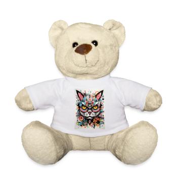 [MB] Turquoise-Pink Tiger Dream - Teddy Bear - white - Front