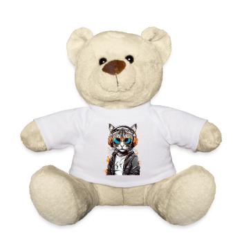 Cat DJ avec casque - Nounours - blanc - Devant