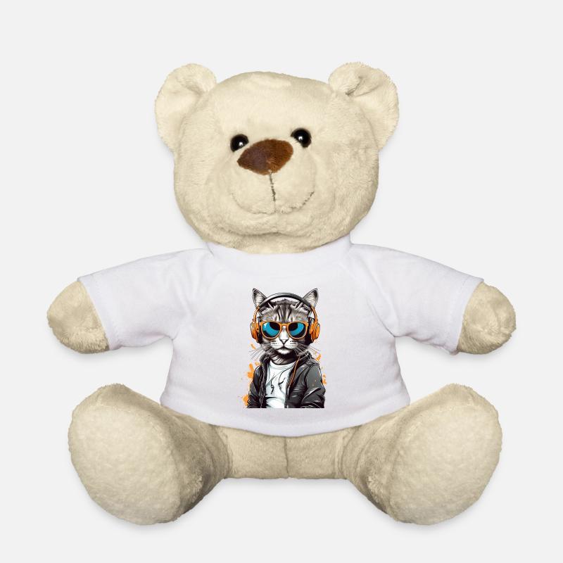 Katzen-DJ mit Kopfhörern - Teddy - Weiß