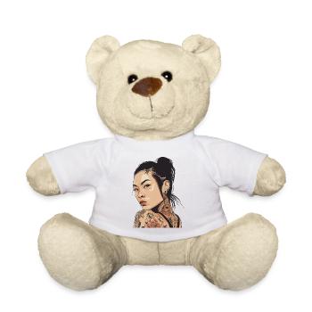 Portrait of a Tattooed Woman in Neo-Traditional Style - Teddy Bear - white - Front