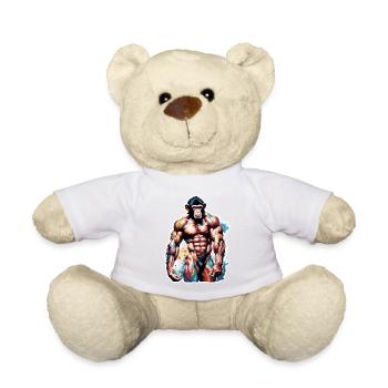 Bodybuilder / Sports / Fitness / Monkey / Muscles - Teddy Bear - white - Front