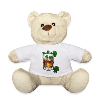 Kleeblatt / Whiskey / Alkohol / Glück / Irish Pub - Teddy - Weiß - Vorne