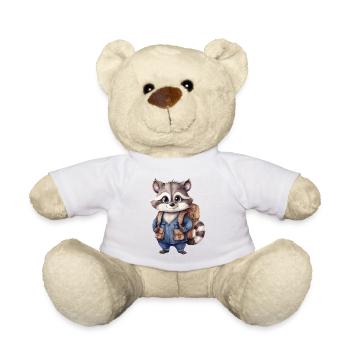 Raccoon Back to School - Teddy Bear - white - Front