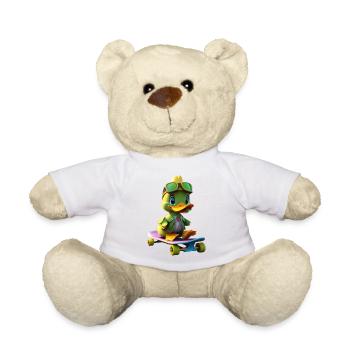Skater Duck Hero on Skateboard - Teddy Bear - white - Front