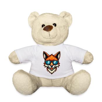 Cool Fox with Sunglasses Cute Cartoon Design - Teddy Bear - white - Front