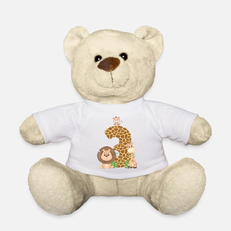 3. Geburtstag Dschungeltiere Giraffe Löwe Affe - Teddy - Weiß